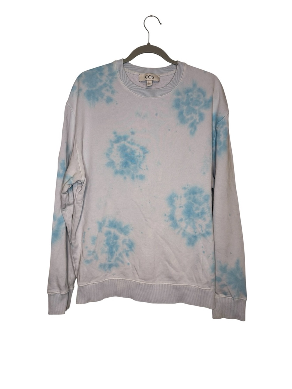 COS Light Blue Tie-Dye Crewneck Sweater Size Medium